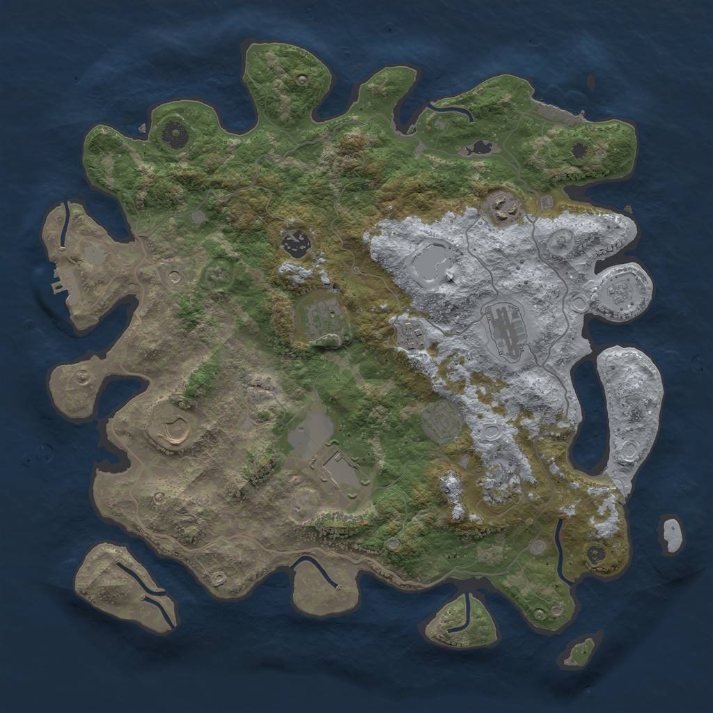 Rust Map: Procedural Map, Size: 4000, Seed: 757142427, 16 Monuments