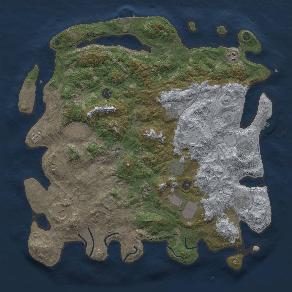 Rust Map: Procedural Map, Size: 4500, Seed: 7656119, 18 Monuments