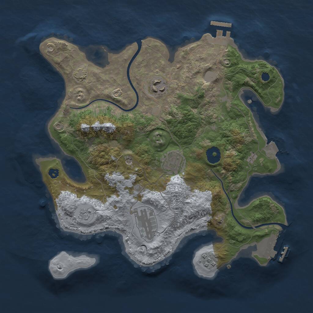 Rust Map: Procedural Map, Size: 3000, Seed: 124784372, 10 Monuments