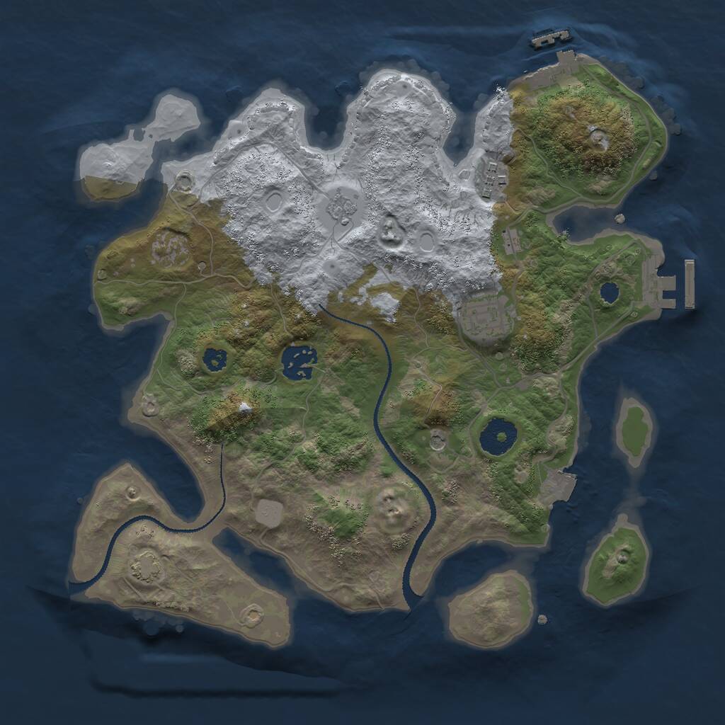 Rust Map: Procedural Map, Size: 3000, Seed: 280779024, 9 Monuments