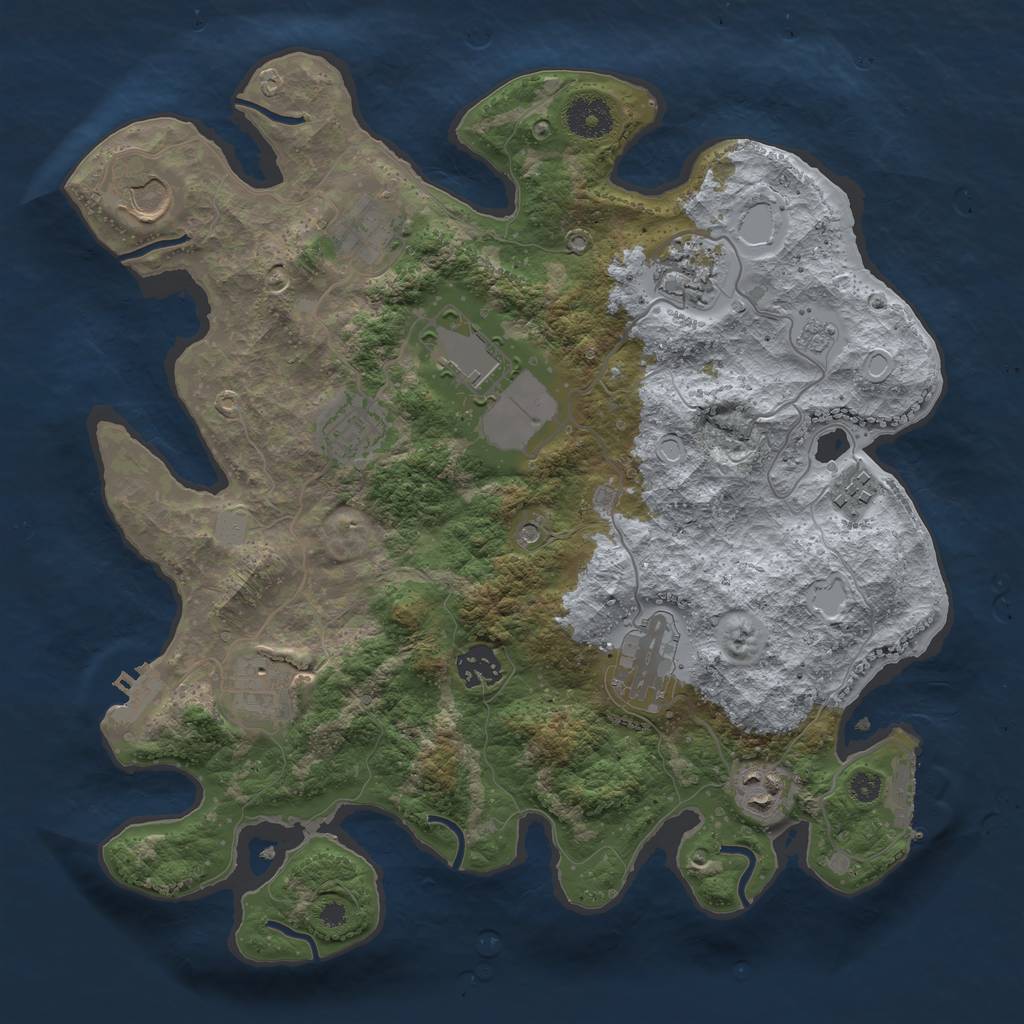 Rust Map: Procedural Map, Size: 3500, Seed: 1056545190, 17 Monuments