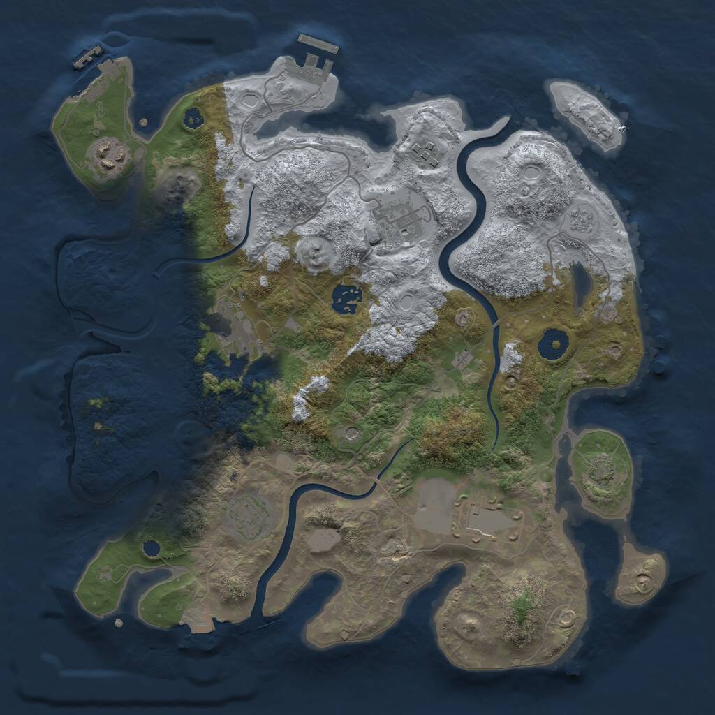 Rust Map: Procedural Map, Size: 3500, Seed: 884485776, 13 Monuments