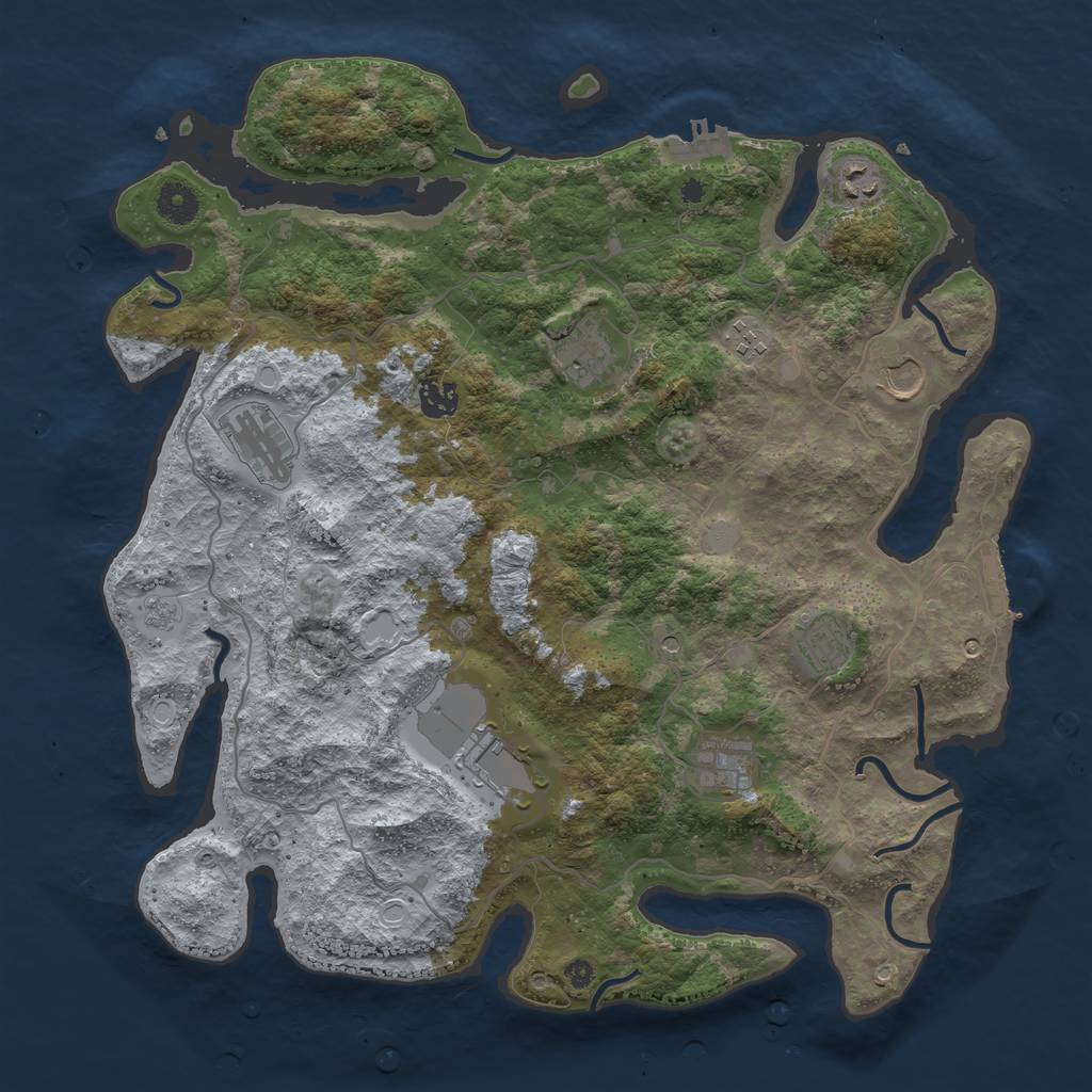 Rust Map: Procedural Map, Size: 4000, Seed: 963528062, 16 Monuments