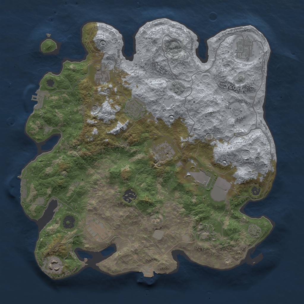 Rust Map: Procedural Map, Size: 3500, Seed: 1294789586, 18 Monuments