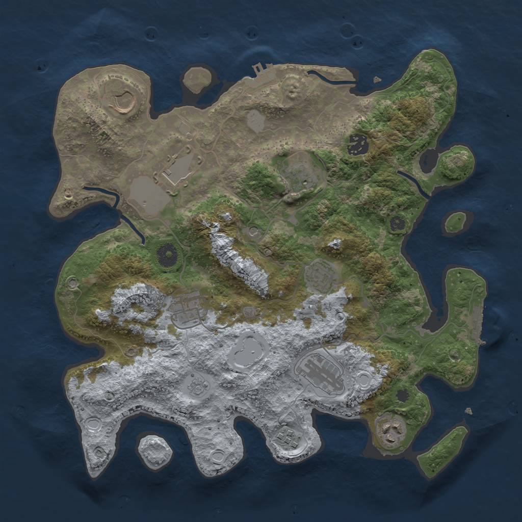 Rust Map: Procedural Map, Size: 3500, Seed: 1548264402, 16 Monuments
