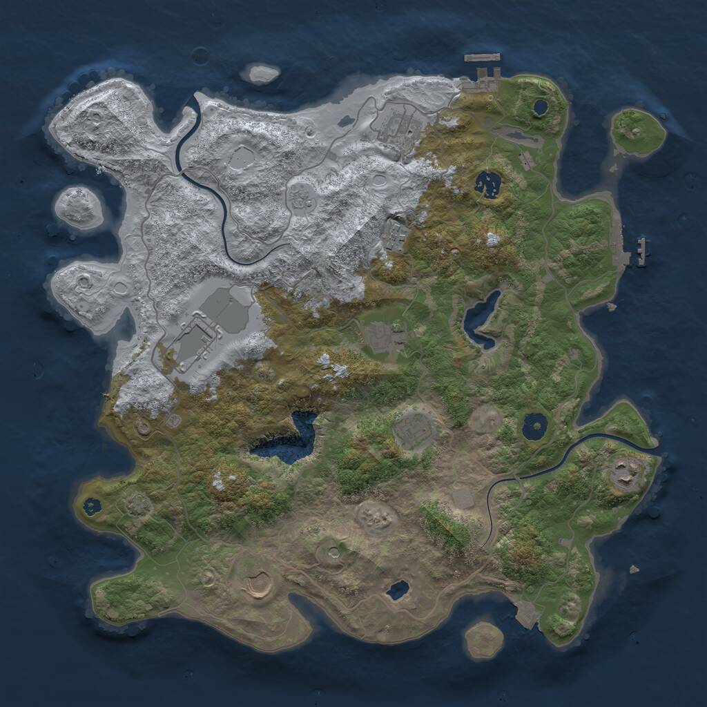 Rust Map: Procedural Map, Size: 4000, Seed: 618100287, 14 Monuments