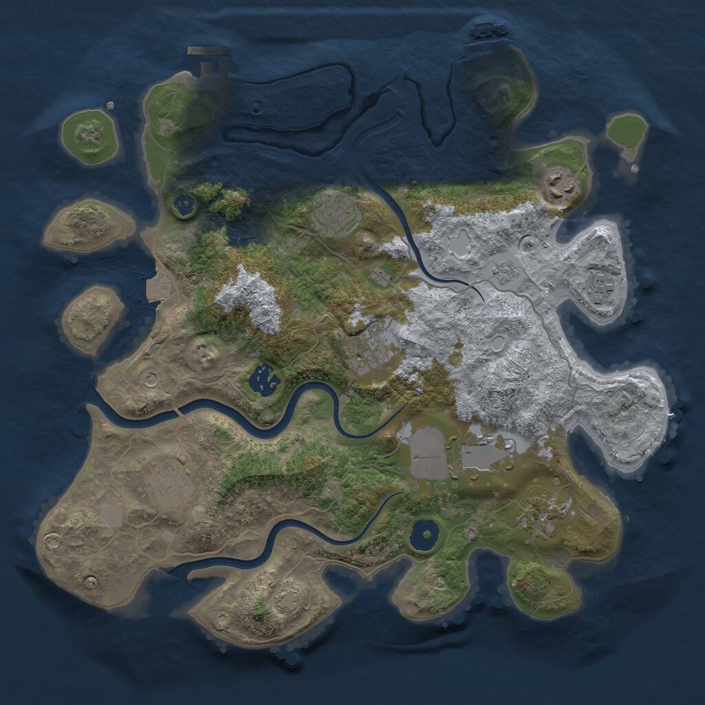 Rust Map: Procedural Map, Size: 3500, Seed: 1278442706, 14 Monuments