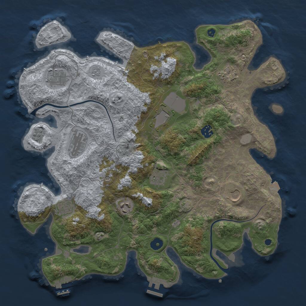 Rust Map: Procedural Map, Size: 3800, Seed: 902235, 16 Monuments