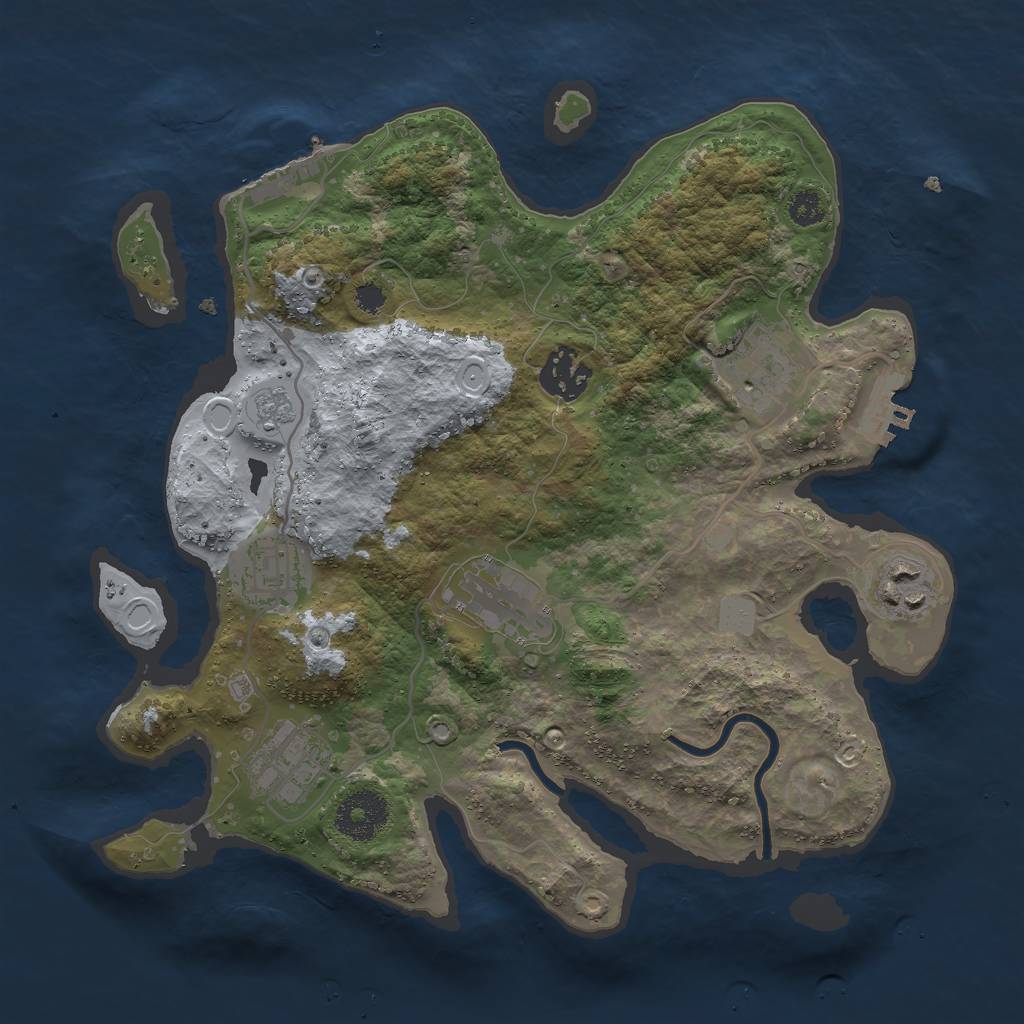 Rust Map: Procedural Map, Size: 3000, Seed: 1264307629, 12 Monuments