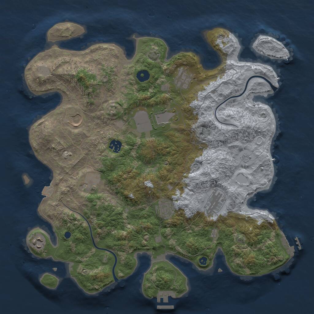 Rust Map: Procedural Map, Size: 3800, Seed: 127423, 14 Monuments