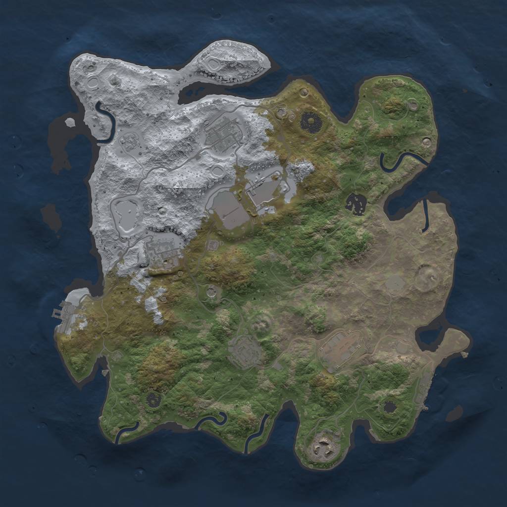 Rust Map: Procedural Map, Size: 3500, Seed: 1138482497, 14 Monuments