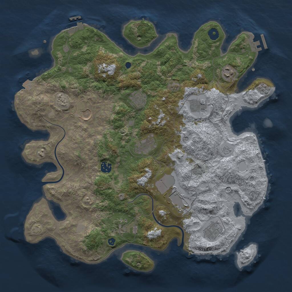 Rust Map: Procedural Map, Size: 3900, Seed: 76657, 16 Monuments