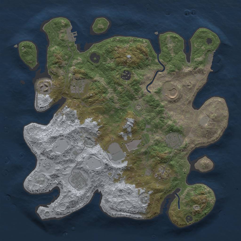 Rust Map: Procedural Map, Size: 3500, Seed: 1303383801, 16 Monuments