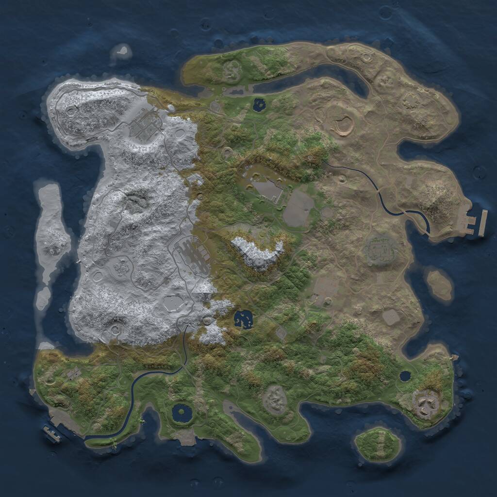 Rust Map: Procedural Map, Size: 3750, Seed: 1104910910, 14 Monuments