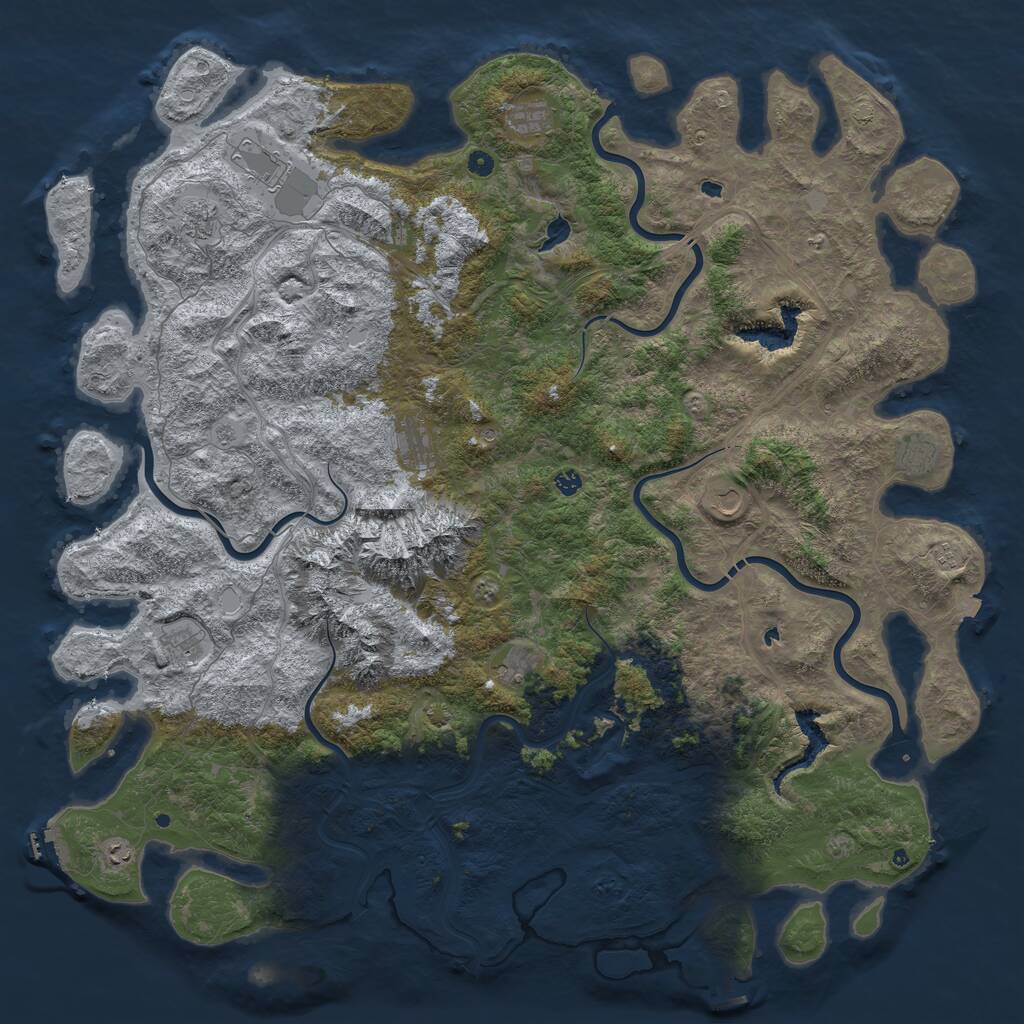 Rust Map: Procedural Map, Size: 6000, Seed: 62387, 17 Monuments
