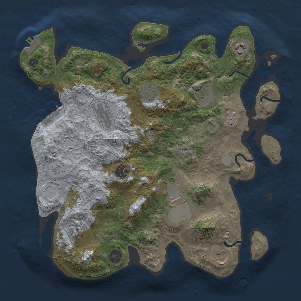 Rust Map: Procedural Map, Size: 3500, Seed: 11616, 16 Monuments