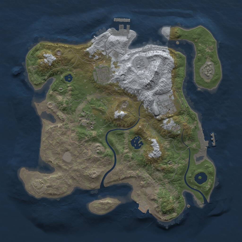 Rust Map: Procedural Map, Size: 3000, Seed: 7947, 10 Monuments
