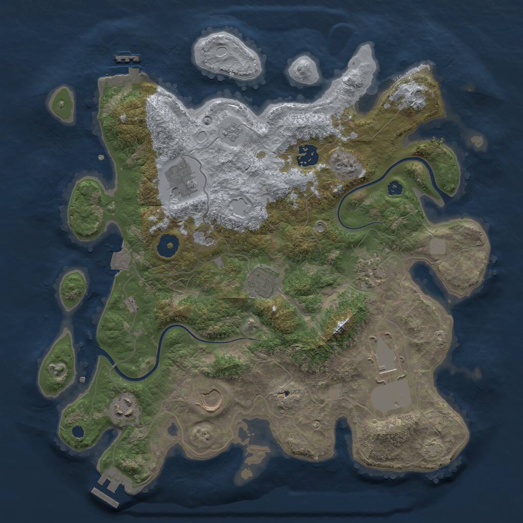 Rust Map: Procedural Map, Size: 3500, Seed: 1699114229, 13 Monuments