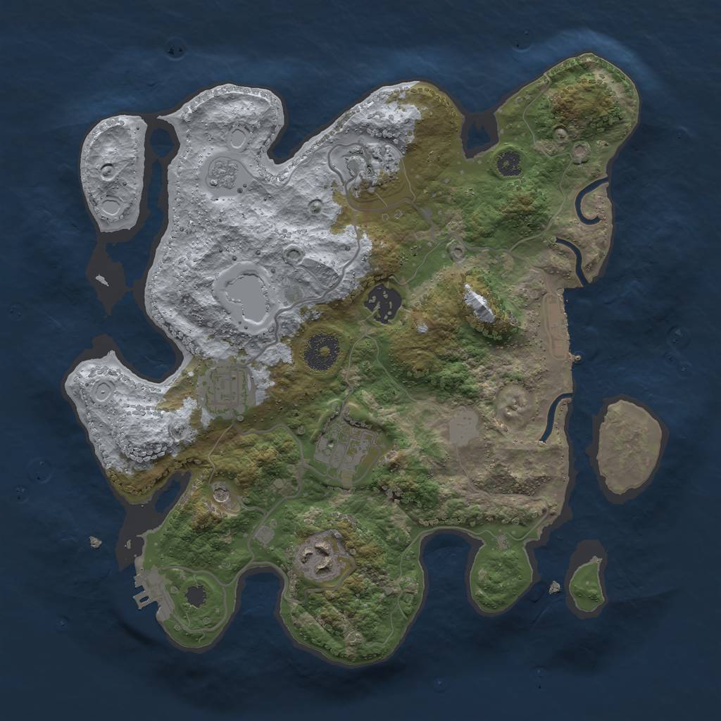 Rust Map: Procedural Map, Size: 3000, Seed: 9476, 12 Monuments
