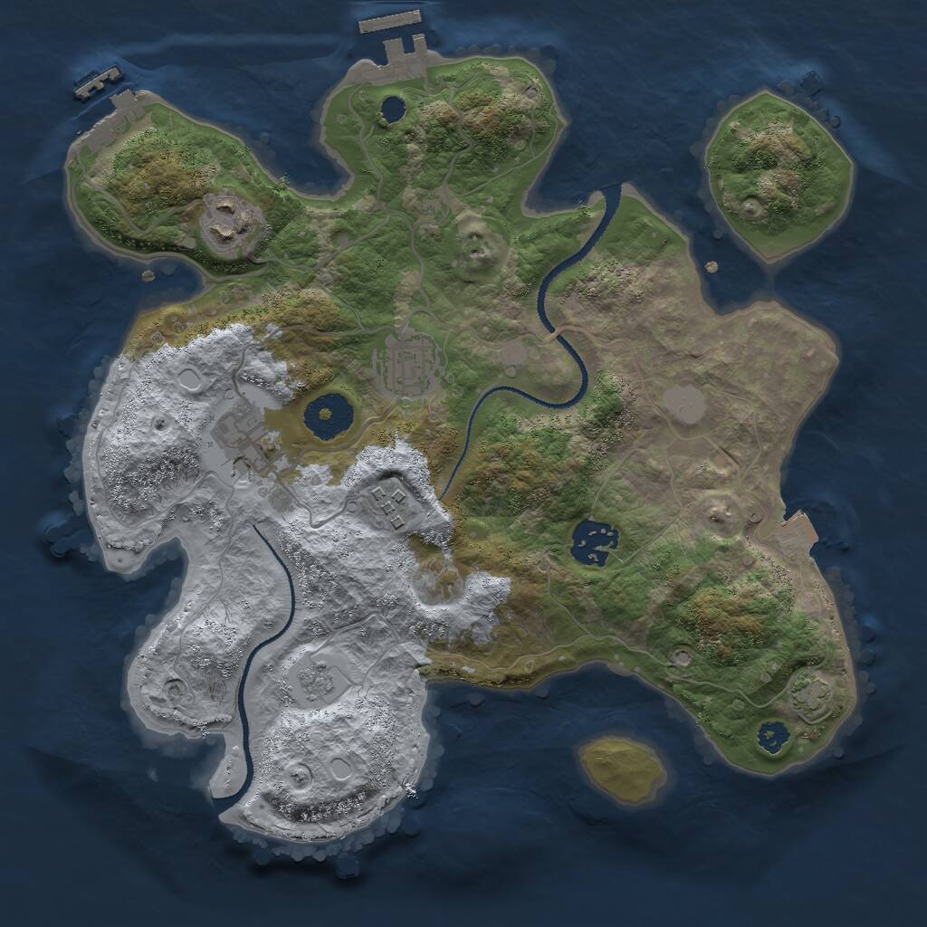 Rust Map: Procedural Map, Size: 3000, Seed: 19121, 10 Monuments