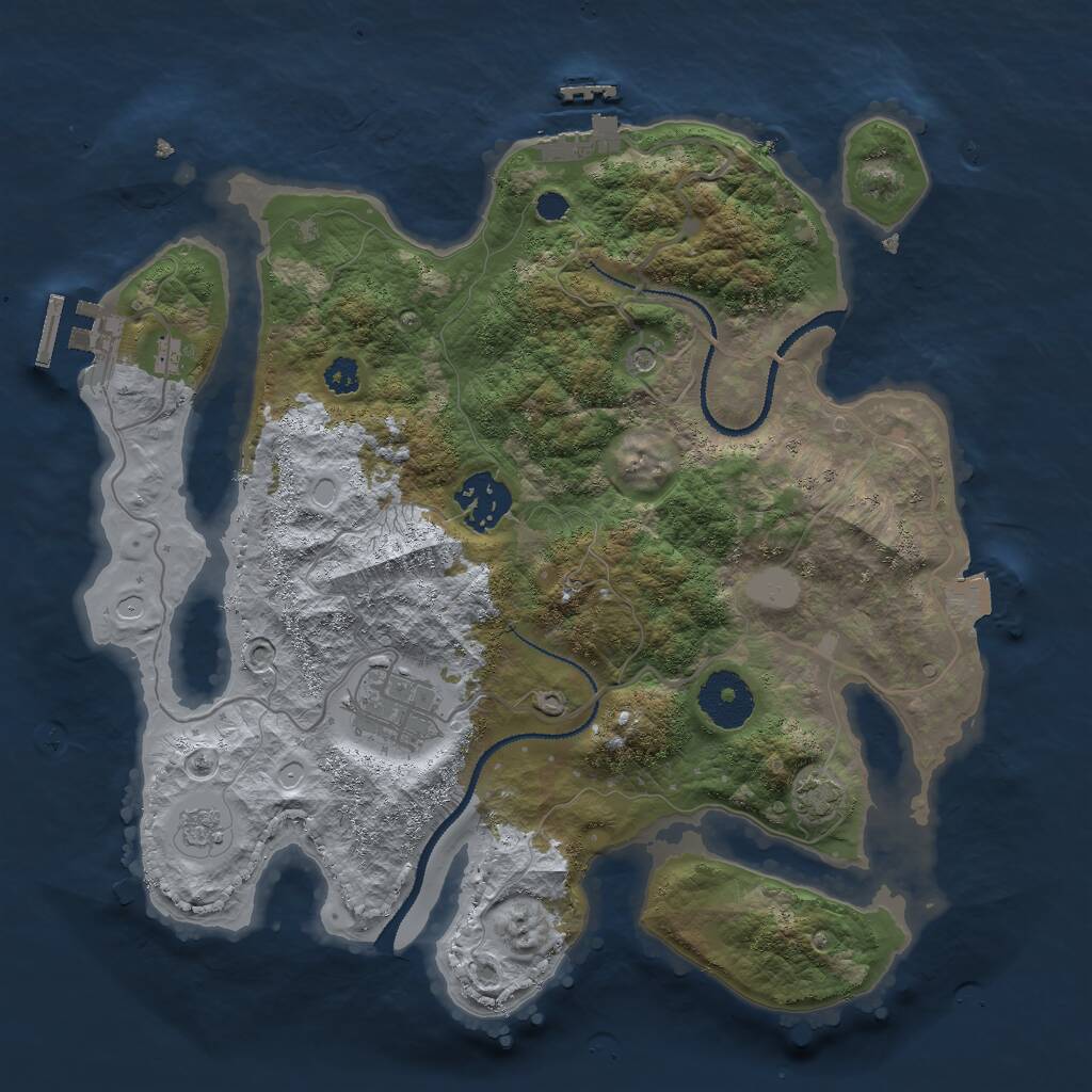 Rust Map: Procedural Map, Size: 3000, Seed: 17444, 8 Monuments