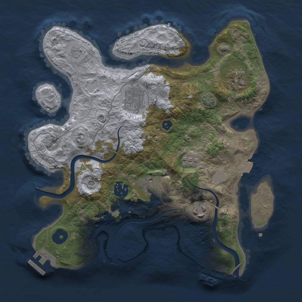 Rust Map: Procedural Map, Size: 3000, Seed: 9211, 12 Monuments