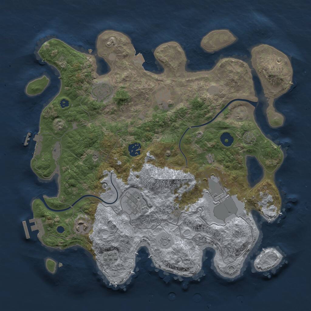 Rust Map: Procedural Map, Size: 3500, Seed: 124014787, 13 Monuments