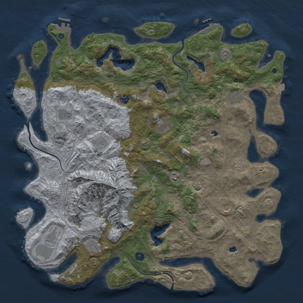 Rust Map: Procedural Map, Size: 5000, Seed: 45885, 16 Monuments