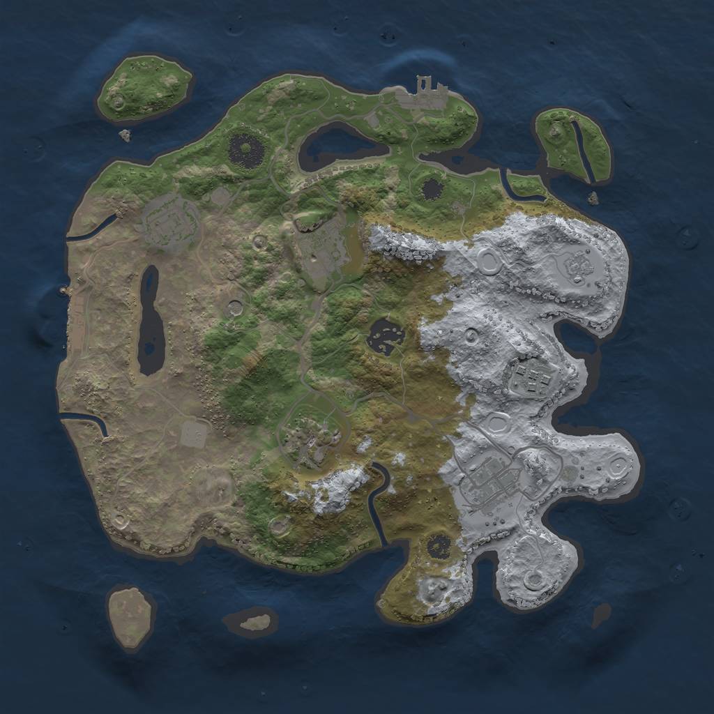 Rust Map: Procedural Map, Size: 3000, Seed: 1583994920, 13 Monuments