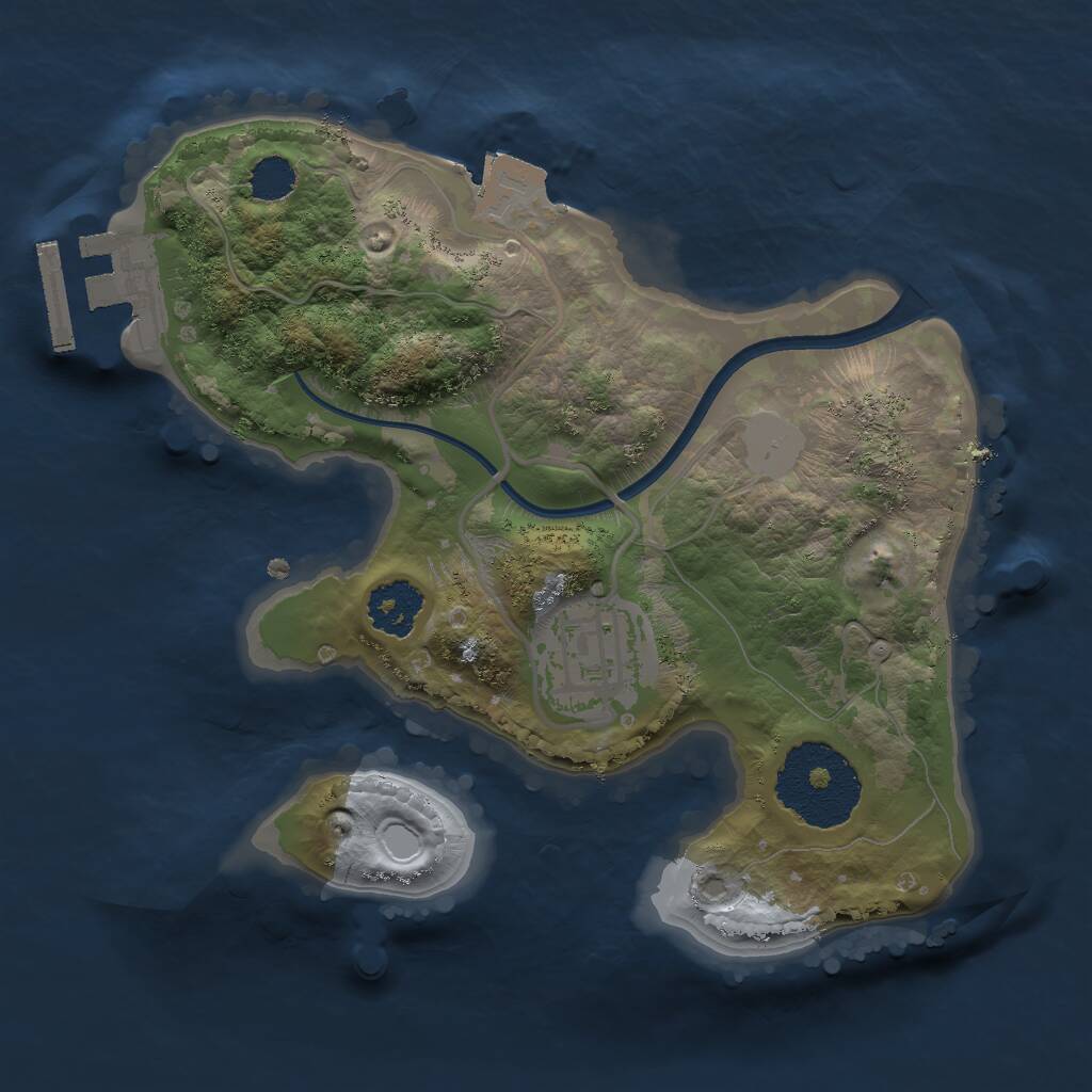 Rust Map: Procedural Map, Size: 2000, Seed: 2591046, 3 Monuments
