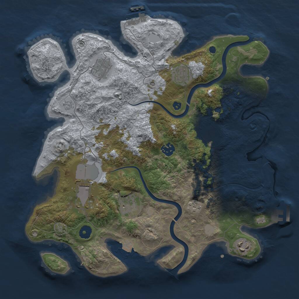 Rust Map: Procedural Map, Size: 3500, Seed: 2328100, 14 Monuments