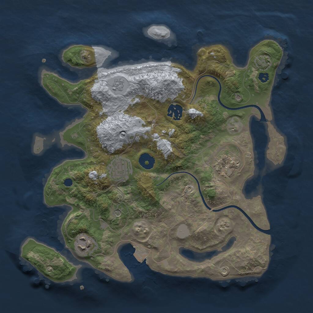 Rust Map: Procedural Map, Size: 3000, Seed: 21456, 8 Monuments