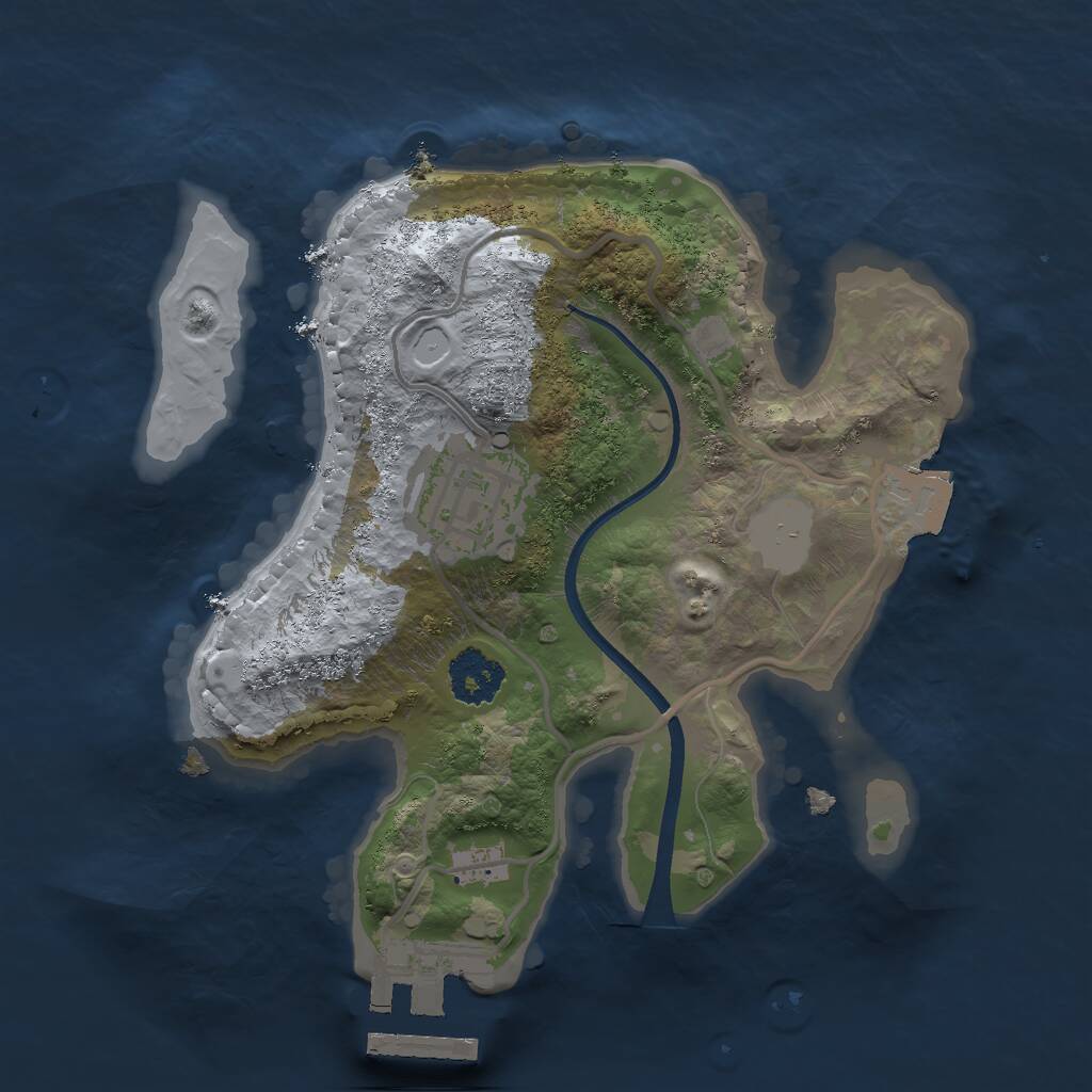 Rust Map: Procedural Map, Size: 2000, Seed: 44279, 3 Monuments