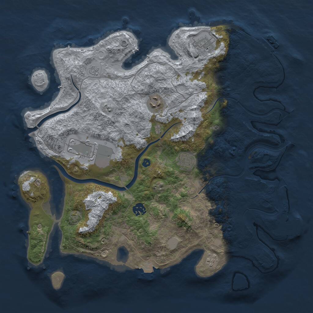 Rust Map: Procedural Map, Size: 3700, Seed: 899310525, 12 Monuments