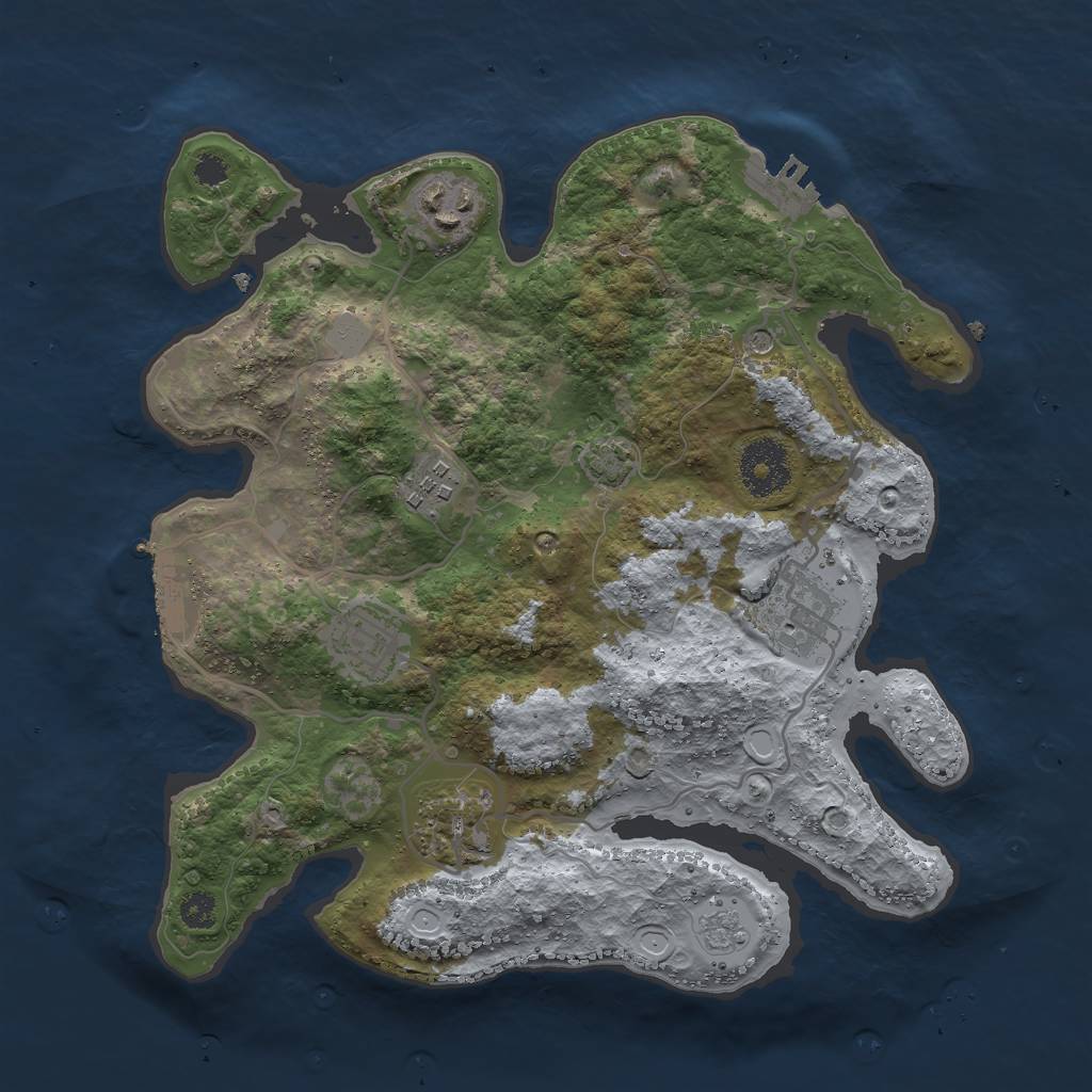 Rust Map: Procedural Map, Size: 3000, Seed: 801110578, 13 Monuments