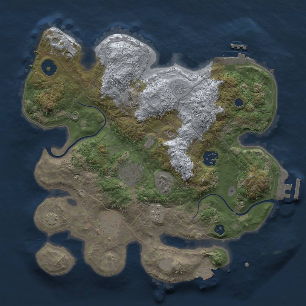 Rust Map: Procedural Map, Size: 3000, Seed: 14731, 10 Monuments