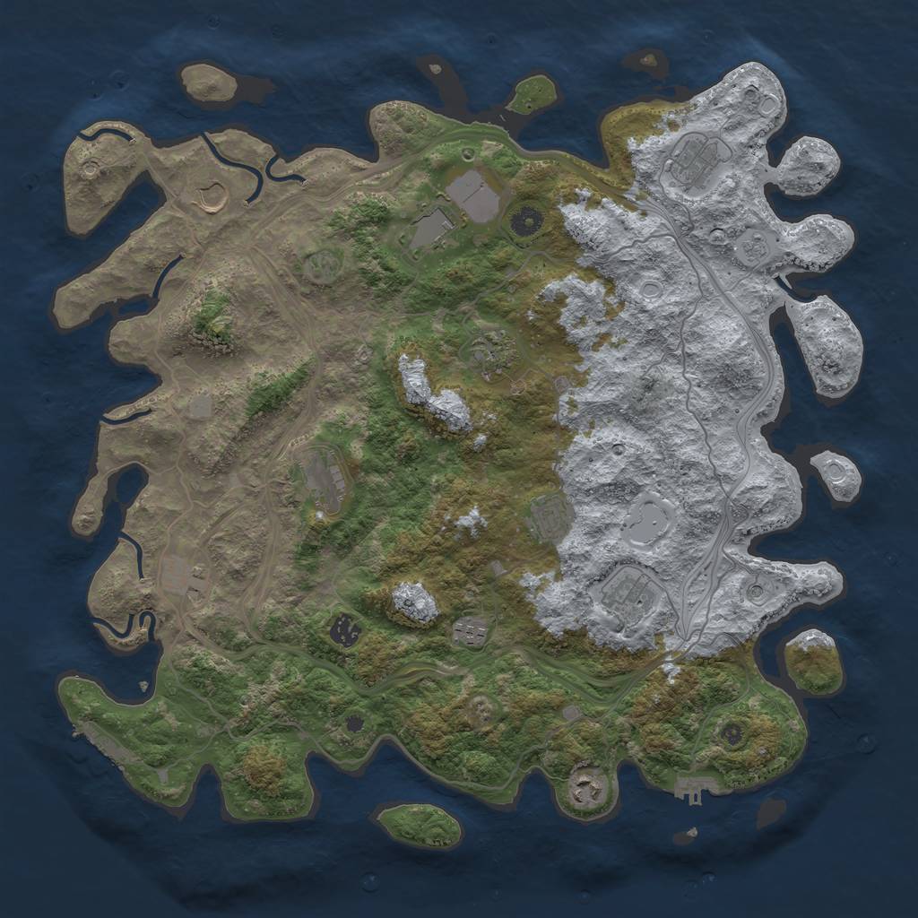 Rust Map: Procedural Map, Size: 4500, Seed: 77178828, 18 Monuments