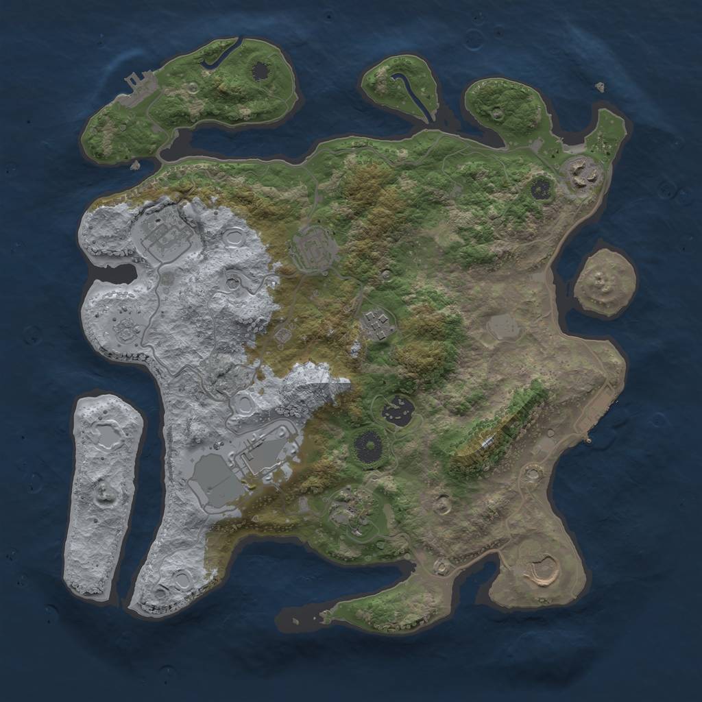 Rust Map: Procedural Map, Size: 3500, Seed: 2653471, 15 Monuments