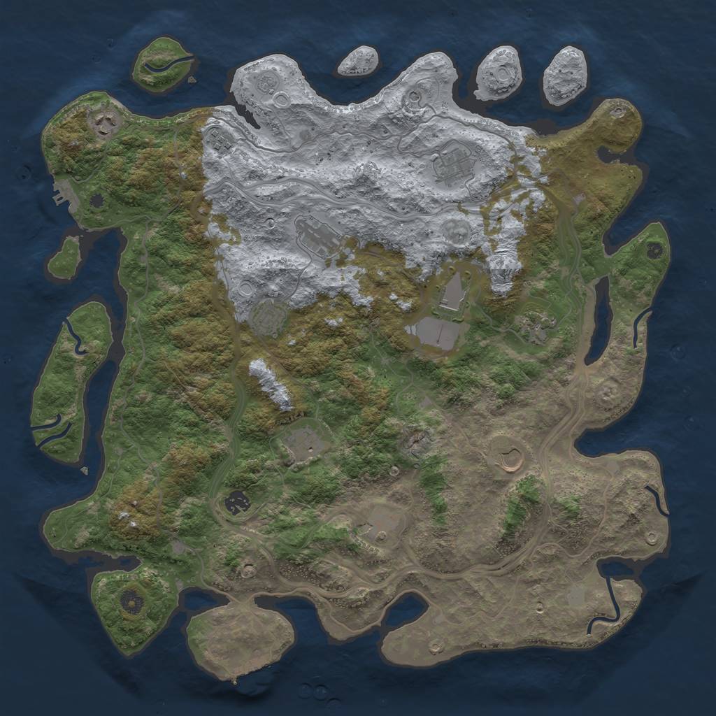 Rust Map: Procedural Map, Size: 4500, Seed: 999332312, 18 Monuments