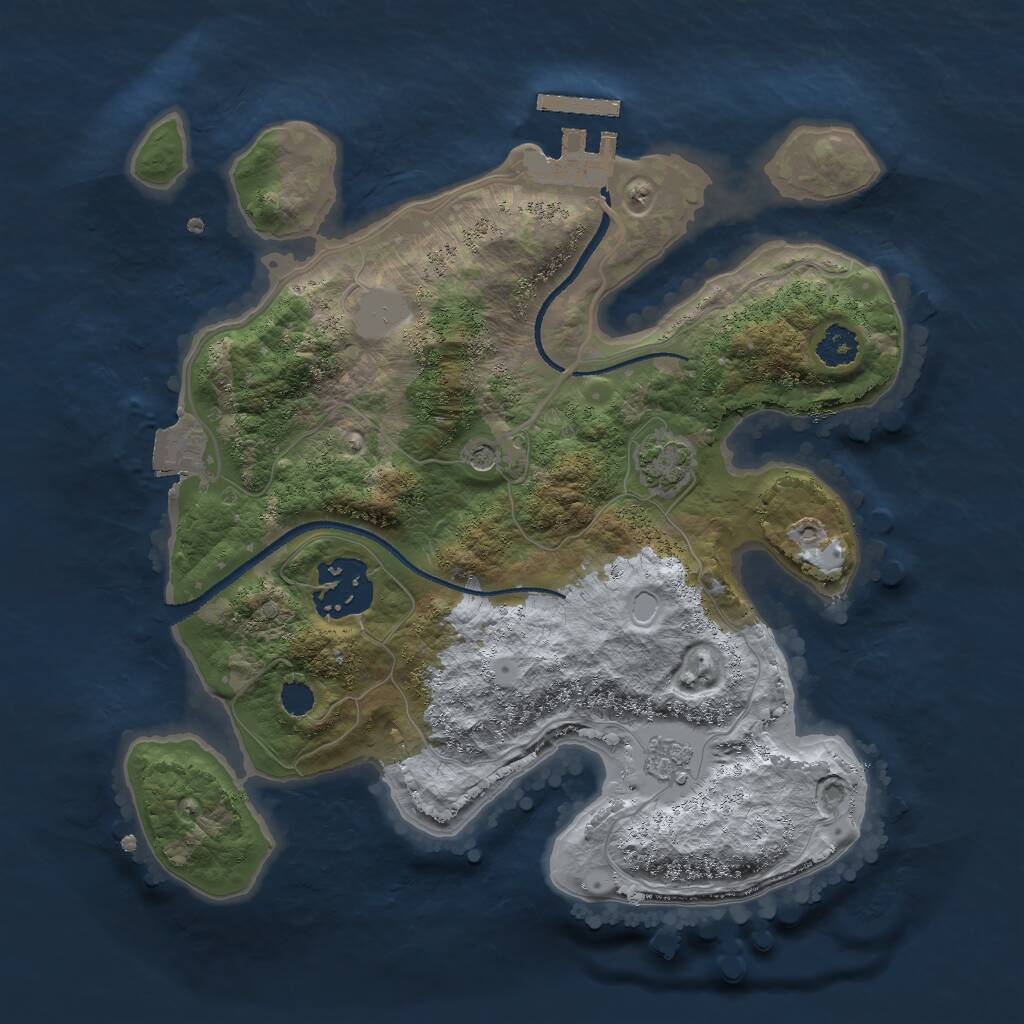Rust Map: Procedural Map, Size: 2500, Seed: 27717, 6 Monuments