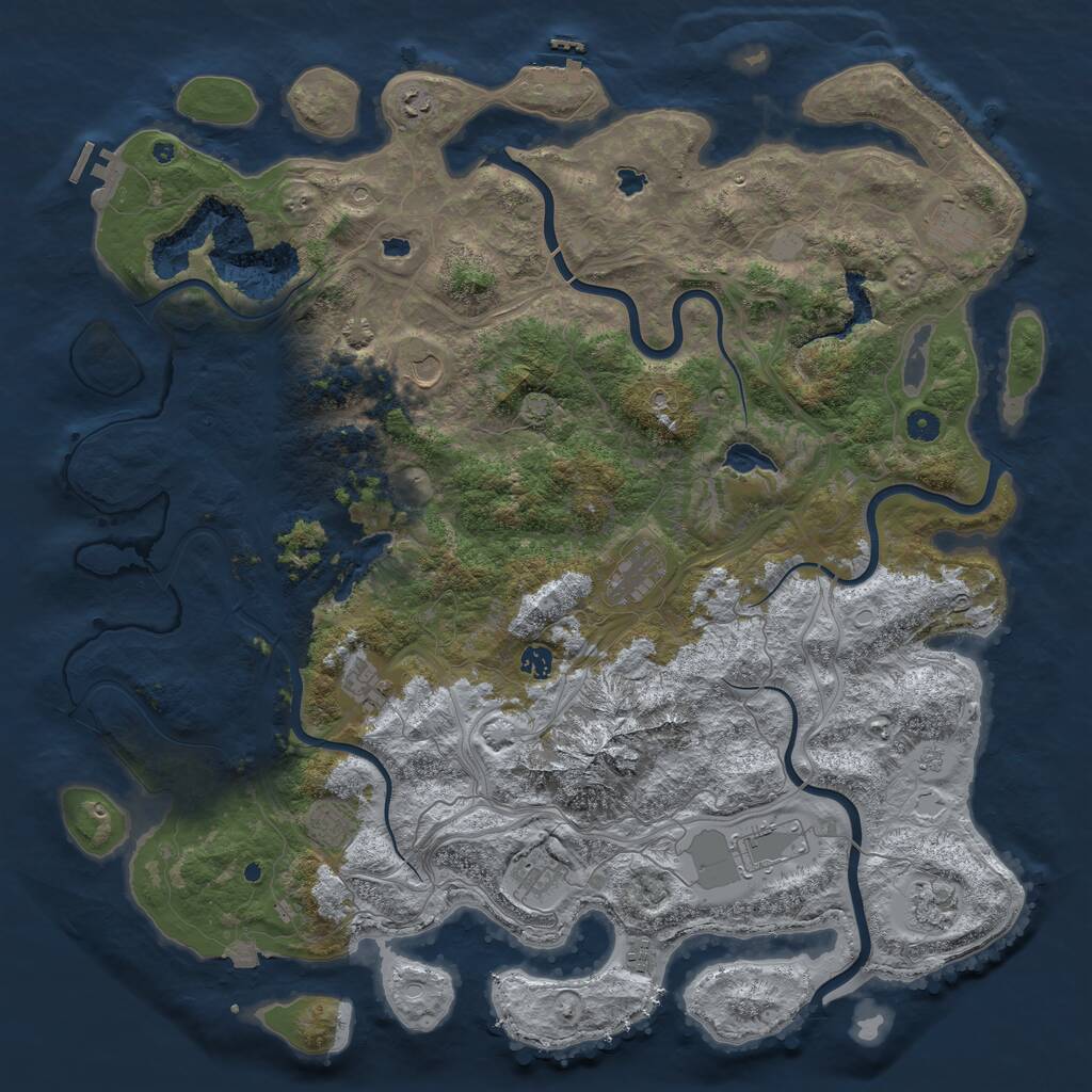 Rust Map: Procedural Map, Size: 5000, Seed: 58153777, 17 Monuments