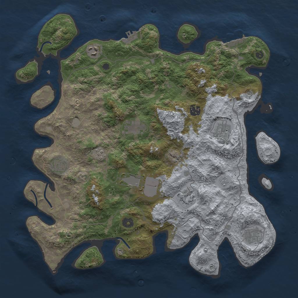 Rust Map: Procedural Map, Size: 4000, Seed: 16411098, 16 Monuments