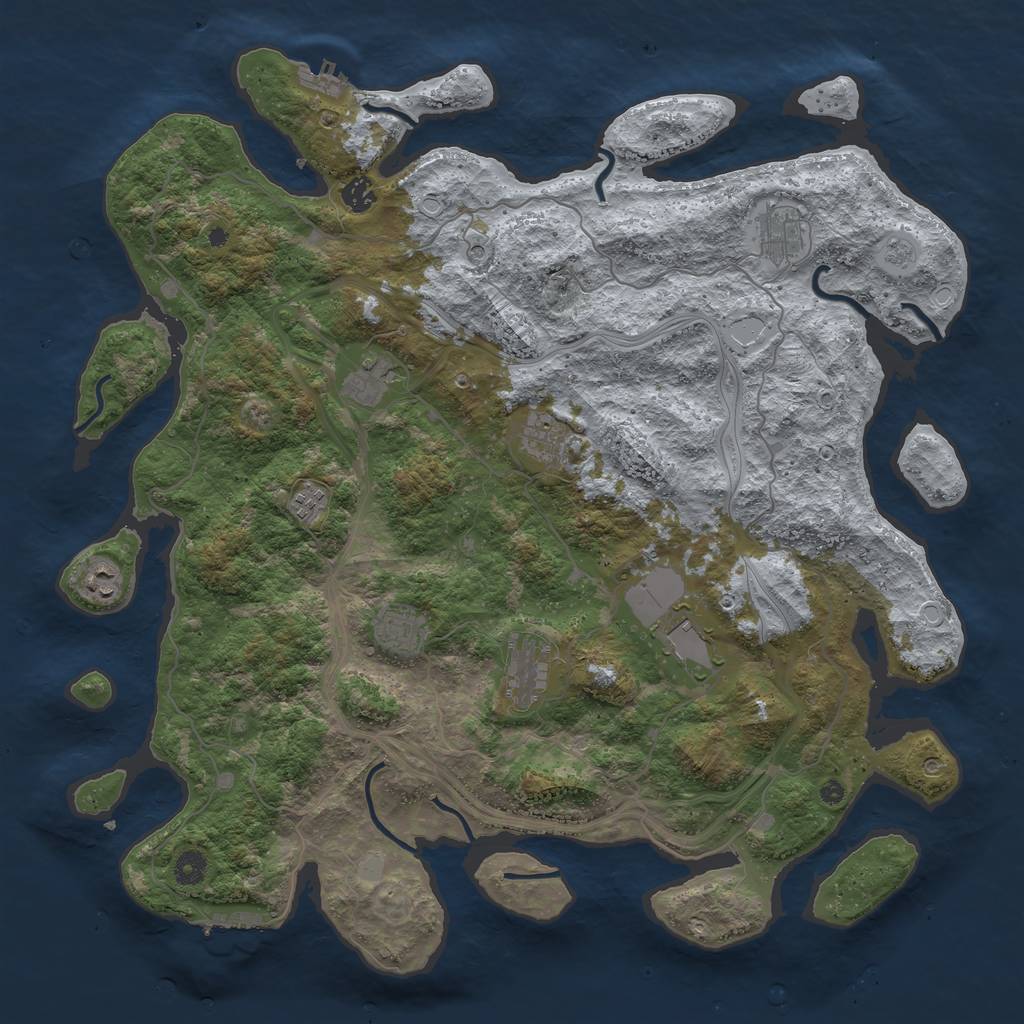 Rust Map: Procedural Map, Size: 4500, Seed: 19204897, 16 Monuments