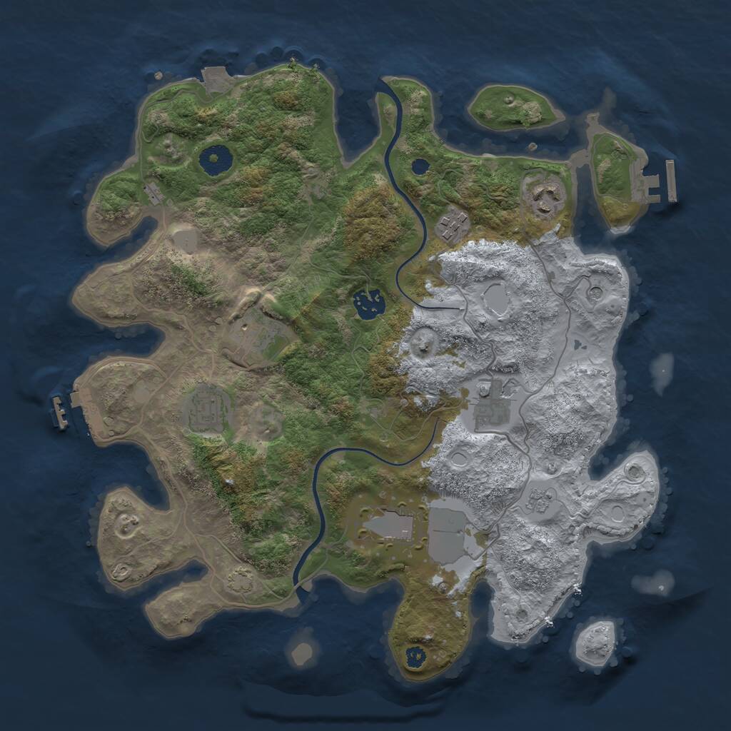 Rust Map: Procedural Map, Size: 3500, Seed: 897755034, 13 Monuments