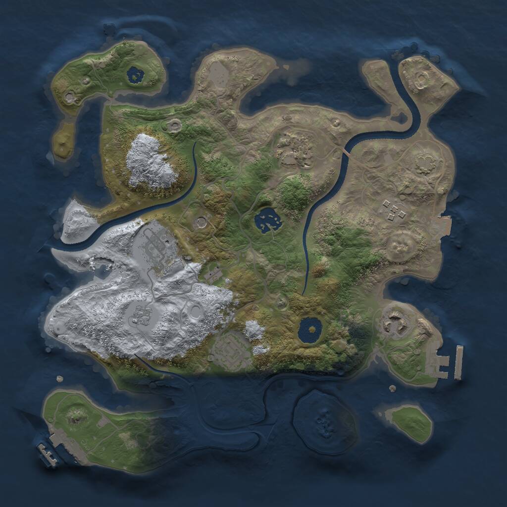 Rust Map: Procedural Map, Size: 3000, Seed: 1916545674, 12 Monuments