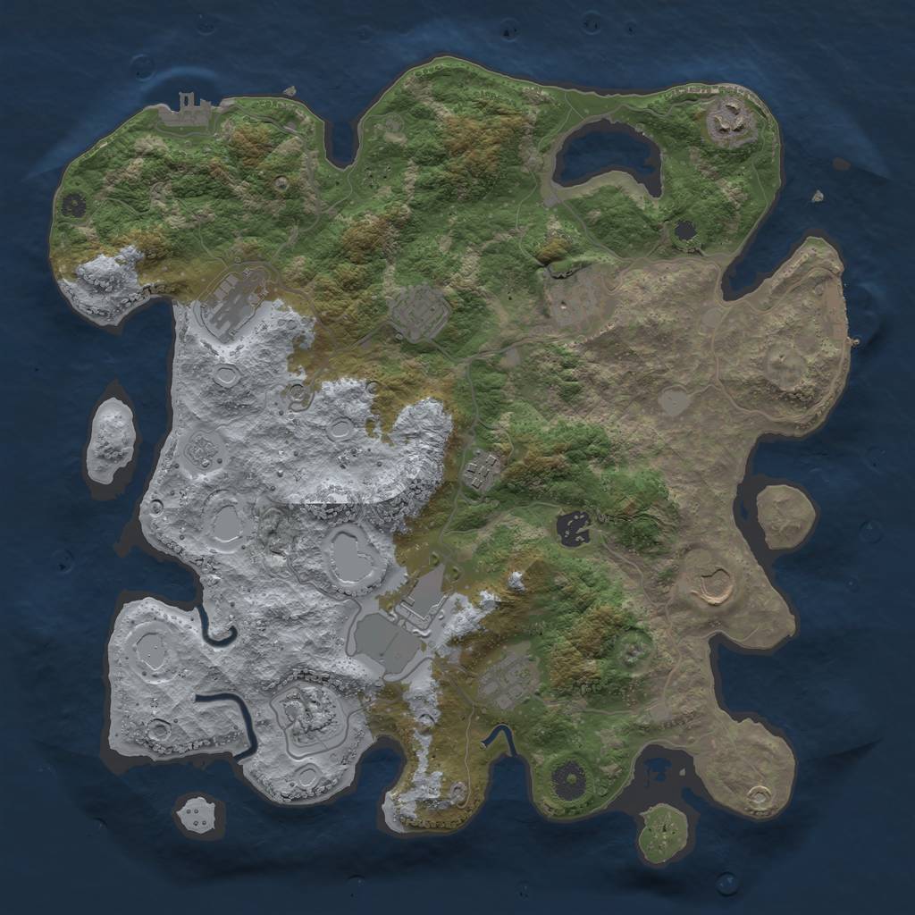 Rust Map: Procedural Map, Size: 3800, Seed: 538545836, 17 Monuments