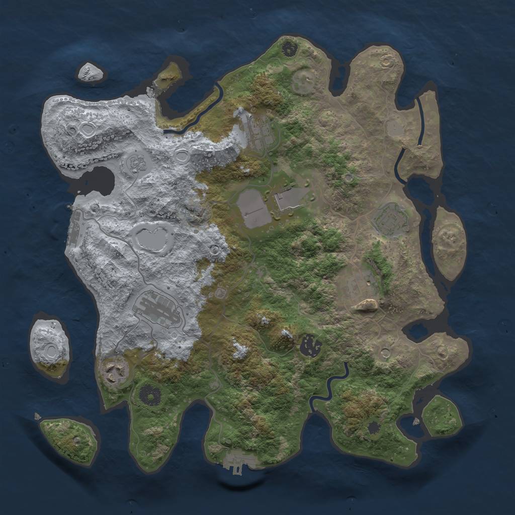 Rust Map: Procedural Map, Size: 3500, Seed: 1616018580, 14 Monuments