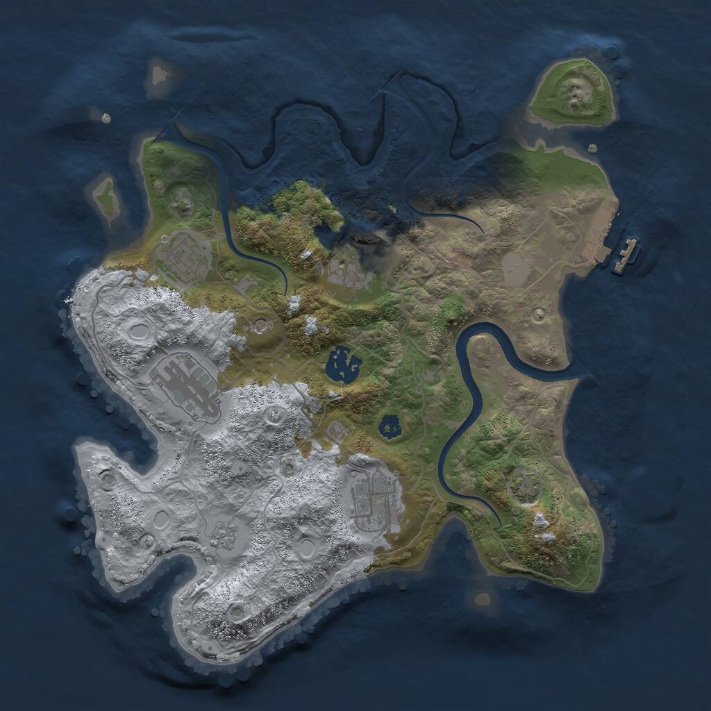 Rust Map: Procedural Map, Size: 3000, Seed: 2553, 10 Monuments