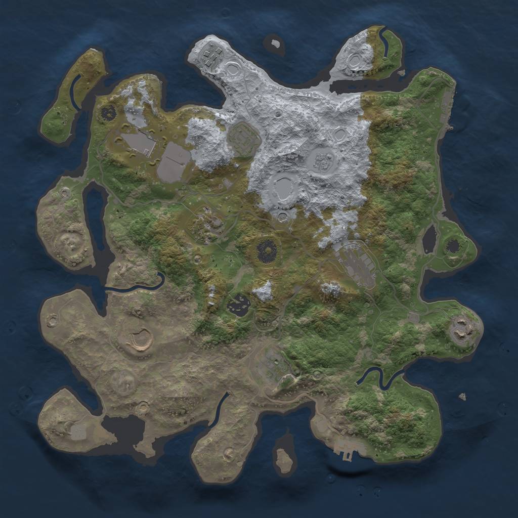 Rust Map: Procedural Map, Size: 3500, Seed: 459313426, 16 Monuments