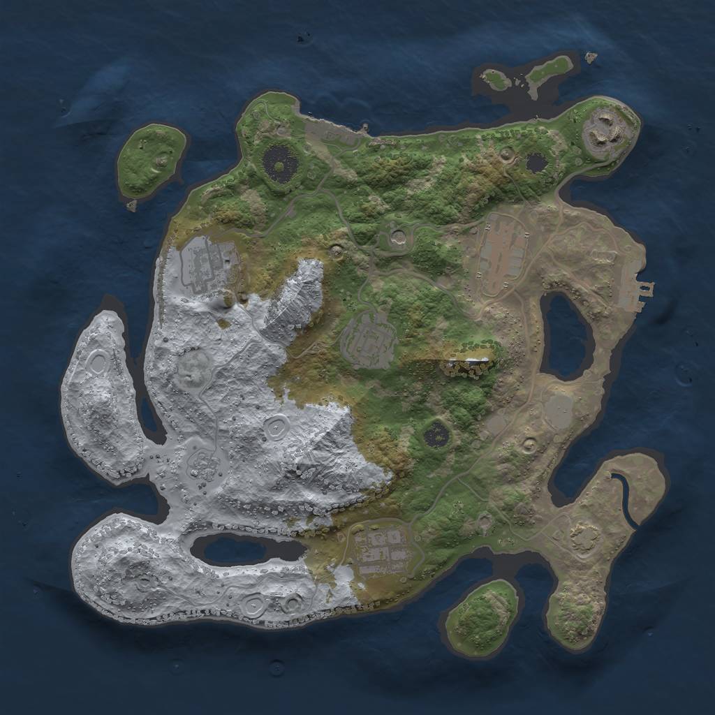 Rust Map: Procedural Map, Size: 3000, Seed: 25909, 13 Monuments
